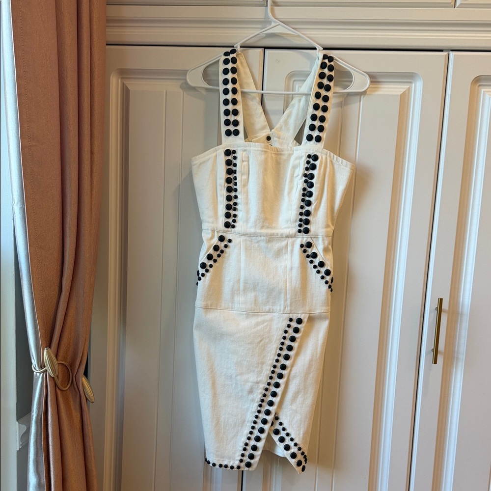 Kendall & Kylie White Dress with Black Polka Dots